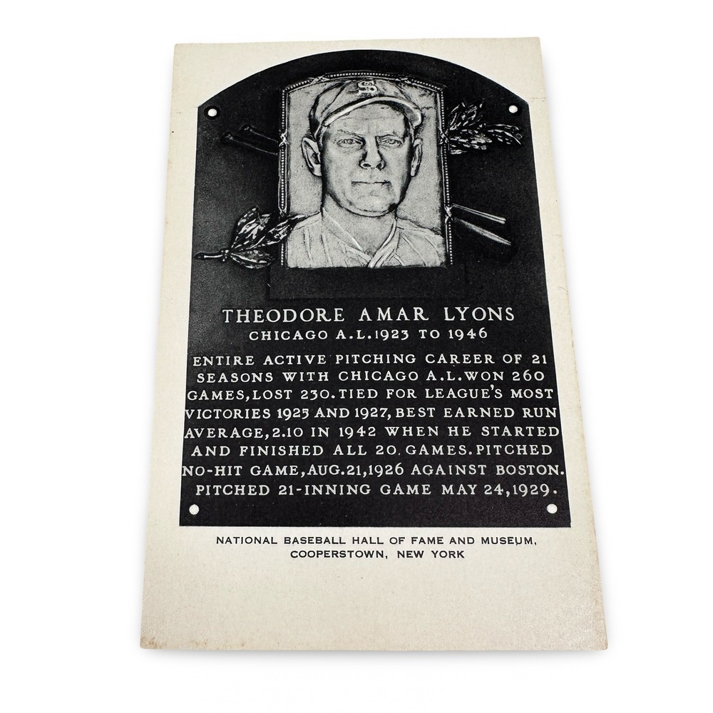 Theodore Amar Lyons Baseball Hall of Fame Artvue Unused Postcard Chicago AL